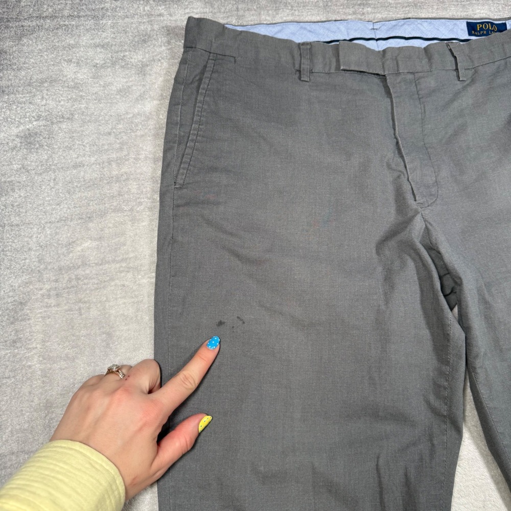 Polo Ralph Lauren Pants Mens 34x32 Gray CHino Straight Fit Stretch Cotton Casual - Picture 3 of 12